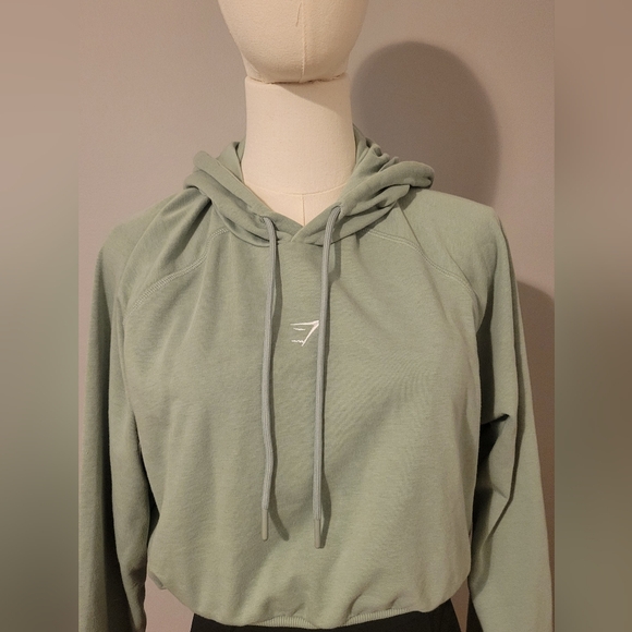 Gymshark Training Cropped Hoodie Desert Sage Green Womens Size S - Picture 3 of 7